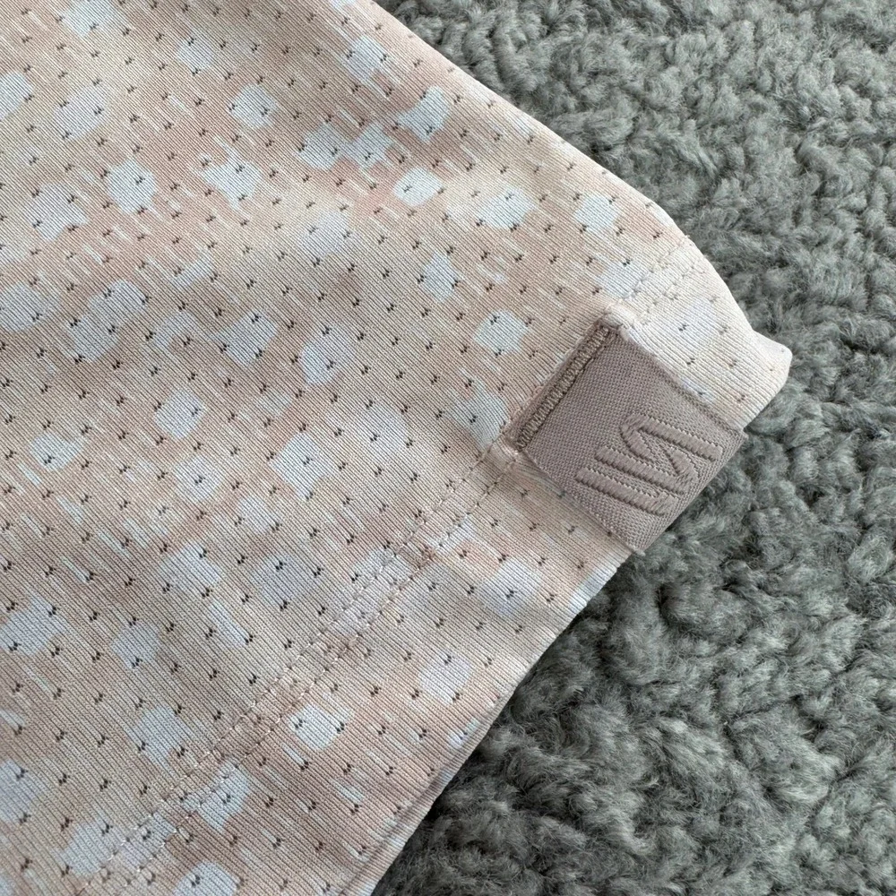 VRST Mens XXL Performance‎ Polo Shirt Short Sleeve Geometric Peach Pink Golf